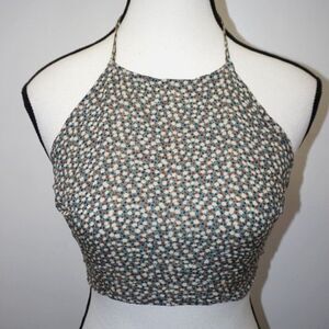 California Select Originals Green Floral String Halter Backless Top (Size M/L)